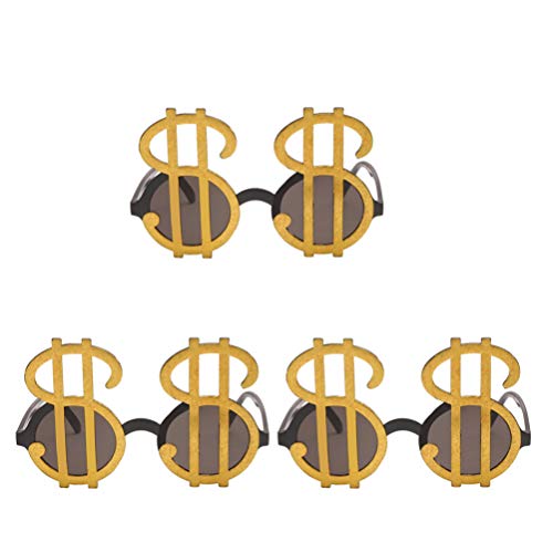 NUOBESTY Gold Dollar Sign Sunglasses,3 Packs Novelty Party Sunglasses Funny Party Eyewear Photo Booth Props