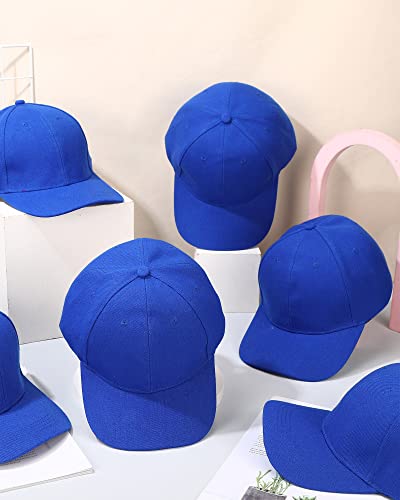 24 Pieces Blank Baseball Cap Adjustable Back Strap Plain Blank Camouflage Hat Unisex Baseball Cap For Trucker Men Women (Blue) #TOP3