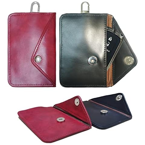 AtfArt Signal Blocking Pouch Faraday Bag for Key Fob Signal Blocker Soft Leather Red for Car Theft Prevention Fob Protector Cover