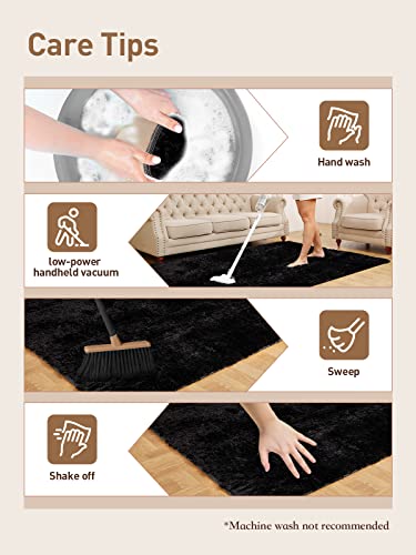 Medeunk 8X10 Area Rugs Black Super Soft Fluffy Upgrade Sponge Non-Slip No Shedding For Living Room Bedroom Girls/Boys Room Dorm Playroom Lounge Home Decor #TOP6