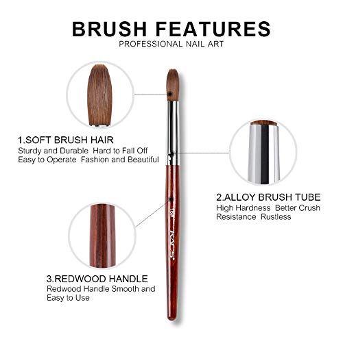 Alexnailart Kolinsky Sable Haar Nagelbürste Acryl Nagel Pinsel Runder Kopf Rot Holz Stift UV Gel Nageldesign Maniküre Malwerkzeug 16 # – Bild 7