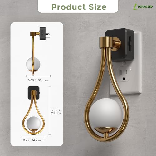 Image of L LOHAS LED Night Lights Plug Into Wall: Dusk to Dawn Sensor, Soft White 3000K Nightlight, 0-100LM Adjustable Brightness, 330Rotating Plug in Night Light for Bathroom, Hallway, Bedroom, Stairway