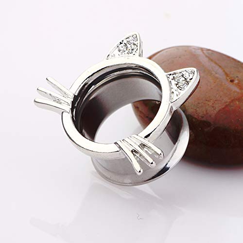 Women Ear Tunnels Stainless Steel Glass Stone Acrylic Ear Gauges Plugs Piercing Earrings Stretcher Set 8 Pairs