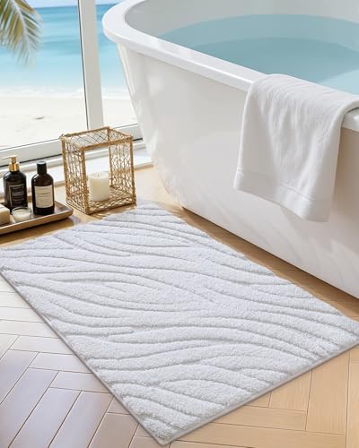 Tapis de bain pour baignoire et évier blanc lavable en machine