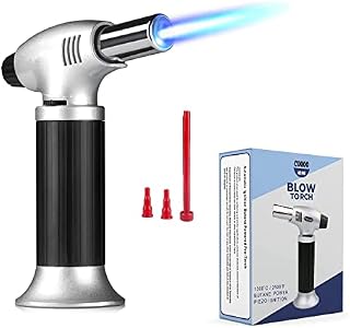 GREEN HAVEN Culinary Kitchen Blow Torch  Refillable Butane Torch Lighter with Safety Lock & Adjustable Flame | One-Handed Operation Fit All Butane Tanks for Desserts, Creme Brulee, BBQ, Baking