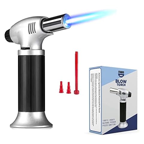 GREEN HAVEN Culinary Kitchen Blow Torch - Refillable Butane Torch Lighter with Safety Lock & Adjustable Flame | One-Handed Operation Fit All Butane Tanks for Desserts, Creme Brulee, BBQ, Baking Cover