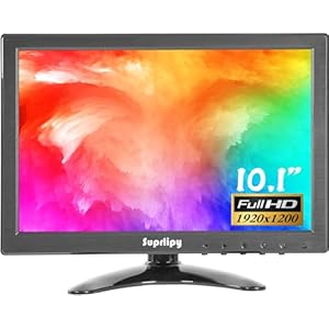 10 inch FHD Small IPS Monitor LCD Display Screen 1920×1200 60Hz 16:10 with BNC VGA AV Input Built-in Lounspeakers for CCTV Security Camera DVR PC STB Game Console