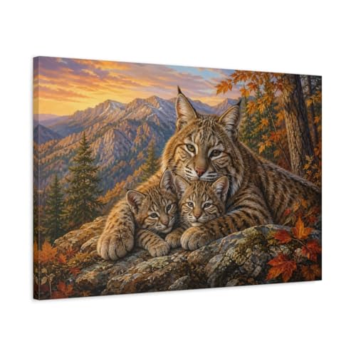 Tableau lynx sur toile 75x50 cm déco salon moderne style peinture réaliste