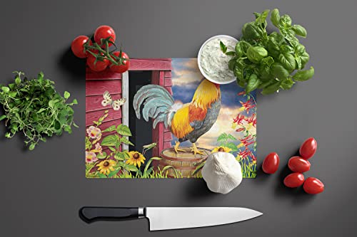 Tabla de cortar de vidrio templado decorativa grande Caroline's Treasures con diseño Rooster Barnyard Morning, rectangular, 30.48 cm x 30.48 cm miniatura 3