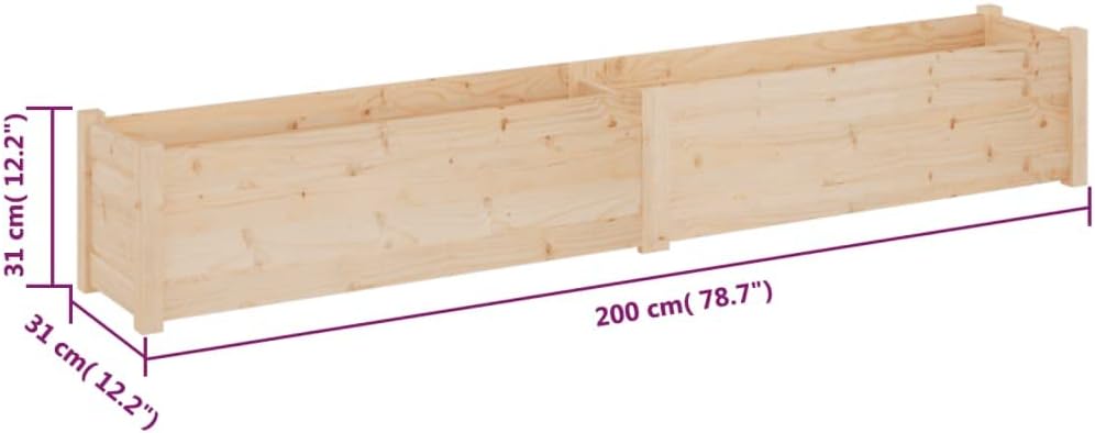 vidaXL Planter 2 Pcs, Outdoor Raised Garden Bed for Vegetables Flowers Herbs, Flower Box for Backyard Patio Balcony Deck, Solid Wood Pine
