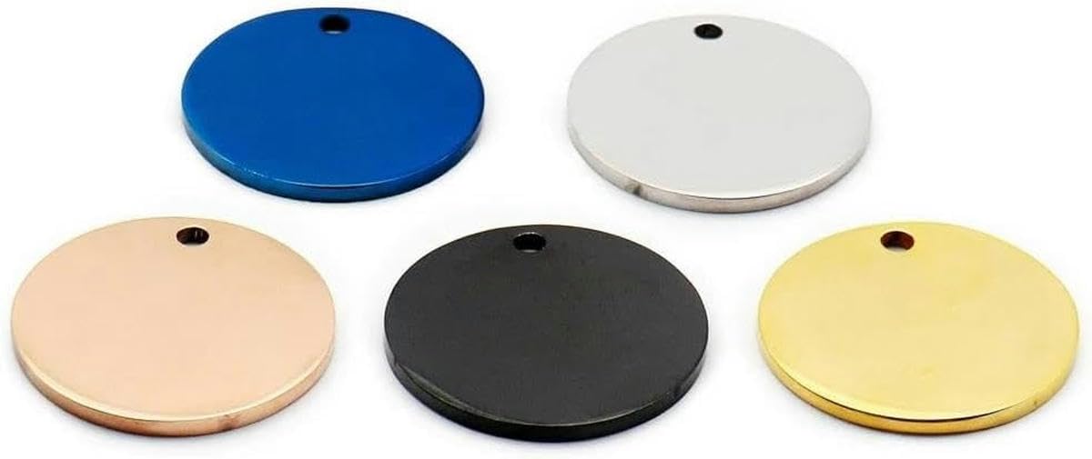 Lot de 20 médailles d'identification rondes en acier inoxydable pour chien, étiquette en métal pour chat et chien, plaque signalétique personnalisée gravée pour animaux de compagnie, pendentifs anti-