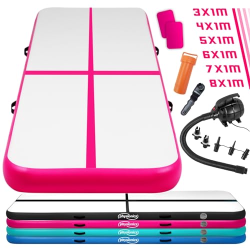 Physionics® Air Matte Track - 3/4/5/6/7/8 m, aufblasbar, mit elektrischer Luftpumpe, Farbwahl...