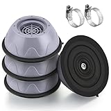 4 almohadillas antivibración para lavadora, secadora y muebles con abrazadera de manguera de 2 piezas