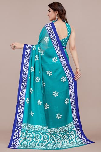 Image of MIRCHI FASHION Saree for Woman Chiffon Batik Printed | Lightweight Daily Wear Women's Office Sari with Blouse Piece (Available in 40 Colours)