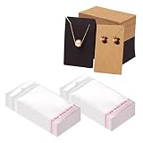 FineInno 200 Pack Carte Affichage Boucles d'Oreilles en Papier avec 200 Opp Sacs pour Bijoux Boucles d'oreilles et Collier Présentoir (200 Cards +200 Opp bags)