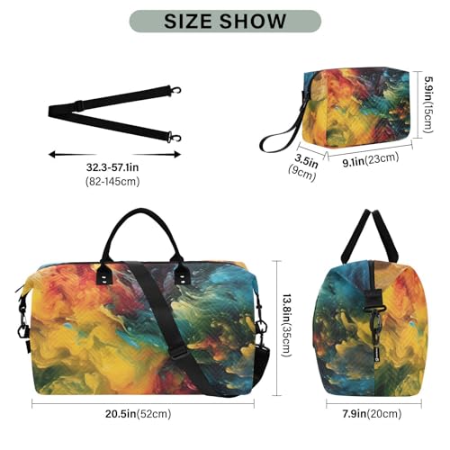 Large Travel Duffel Bag, Doodle Colorful Sports Tote Gym Bag, Shoulder Weekender Overnight Bag for Women Men, Carry On Luggage with Toiletry Bags3
