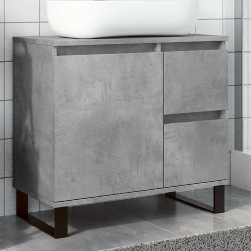Mueble de baño para lavabo en gris hormigón de madera de ingeniería 2