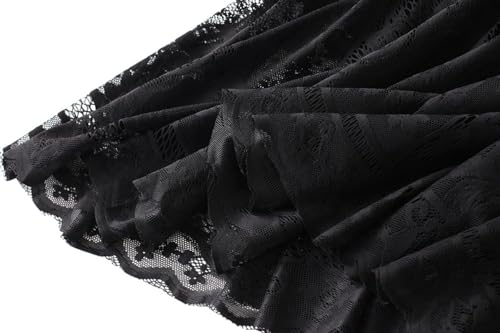 Womens Lace Tulle Skirt Elastic High Waist A-line Skirts Mesh Layered Fairy Skirt Pleated Tutu Midi Skirts 20254