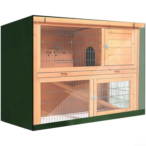 DAZZLEEX Housse imperméable pour clapier à lapin avec fenêtre transparente pour extérieur - Protection contre la poussière, le vent, la neige - 122 x 50 x 105 cm - Noir (vert)