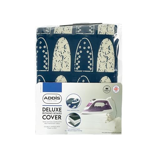 Addis Deluxe Bügelbrettbezug, marine/weiß, 135 x 46 cm,