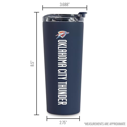 Image of Rico Industries NBA Basketball Oklahoma City Thunder Navy 24oz Stainless Steel Tumbler with Lid and Dual Functioning Lid