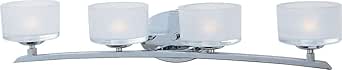 Maxim 19054FTPC Elle 4-Light Bath Vanity, Polished Chrome Finish, Frosted Glass, G9 Frost Xenon Xenon Bulb , 100W Max., Dry Safety Rating, 2700K Color Temp, Standard Dimmable, Glass Shade Material, 1150 Rated Lumens