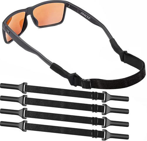 Image of KSACLE Adjustable Eyeglasses Strap, 4 Pack No Tail Universal Sports Eyewear Retainer Rope, Unisex Anti-slip Glasses Lanyard for Outdoor Running Cycling Driving (7-10.6 inch, Black)
