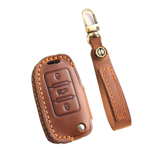Coque de clé de voiture marron 3 boutons compatible VW Touran Touareg et Skoda