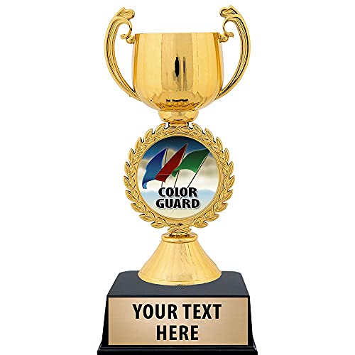 Crown Awards Color Guard 3 Flags Gold Cup Trophy, 6 1/2" Custom Color Guard Award Trophy, Engraving Included
