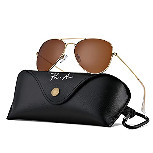 Pro Acme Classic Polarized Aviator Sunglasses For Women Men Premium Military Style Eyewear Uv400 Protection Lens (Gold | Brown | Without Logo) #TOP11