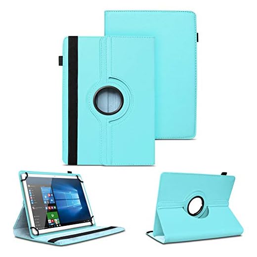 NAUC Schutzhülle kompatibel für TrekStor Surftab Breeze 10.1 Quad 3G Tablet Hülle Tasche Schutzcase Cover 360° Drehbar Case, Farben:Türkis