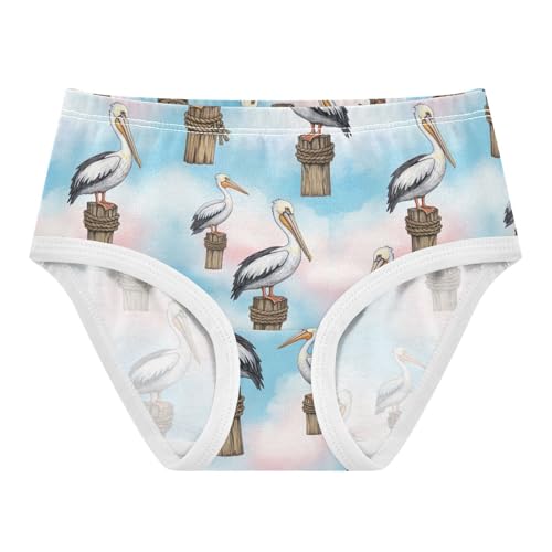 Joisal Watercolor Pelicans Wooden Little Girl Panties Toddler Underwear Floral Cotton Durable Undies Kids Briefs 2t