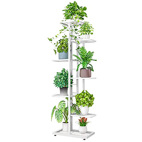 Support à plantes en métal à 8 niveaux et porte-pots robuste pour jardin