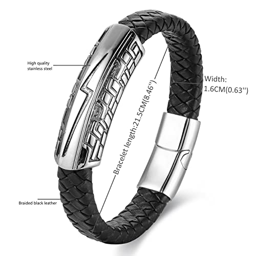 Pulsera brazalete hombre acero negro trenzado vintage miniatura 3
