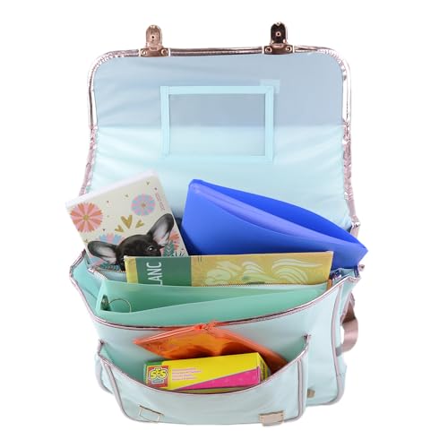 Cartable Papillons 38 cm vert pastel ANONYM à 2 compartiments - 2