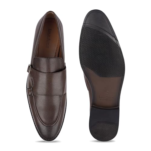 Image of LOUIS STITCH Oxford Formal Shoes for Men | Slip-on Monk Style | Office Shoes for Men | Ideal for Business, Casual, Parties | Solid Brunette Brown UK Size 11 (LSRG FM)