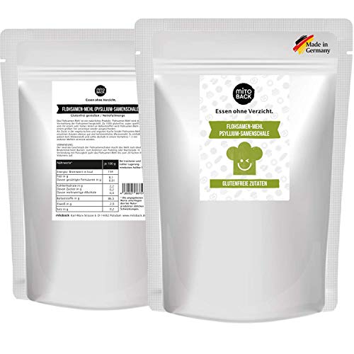 MITOBACK - Flohsamenmehl zum Kochen & Backen in 1 x 800 g Packung - Flohsamen Mehl für Brot & Backwaren - Flohsamenschalen gemahlen für eine perfekte Textur: Glutenfrei, Vegan Cover