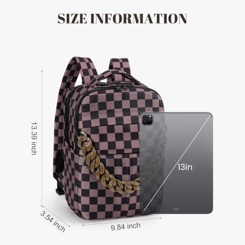 hibear Plaid Backpack for Women Cute Bow Backpack Trendy Rucksack Gingham Travel Bookpack for Campus Commute - image 6
