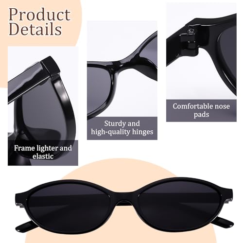 6 Pcs Retro Oval Cat Eye Sunglasses for Women Y2k Glasses 90s Trendy Sunglasses for Men Women4