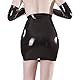 Rubberfashion Latex Rock Damen kurz - kurzer Latexrock Midirock - Rubber Latex Skirt für Frauen schwarz 0.4mm S