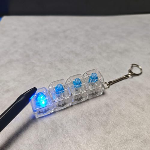 Image of Transparent Mechanical Keyboard Switch Keychain with Blue Tactile Switches, Portable Clicky Fidget Toy for Keyboard Enthusiasts