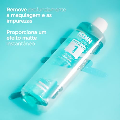 ISDIN Micellar Cleanser Limpiador Facial Desmaquillante Específico para la Piel Grasa o con Tendencia Acneica Limpia, Desmaquilla y Matifica en un solo gesto, 400 ml - imagen 3