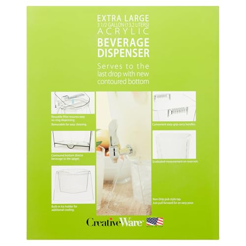 CreativeWare Crown Beverage Dispenser with Base and Name Clip, 3.5 gallon, Clear by CreativeWare - Image 4