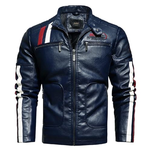 Veste de moto en cuir costume de course bleu XL pour hommes et motards