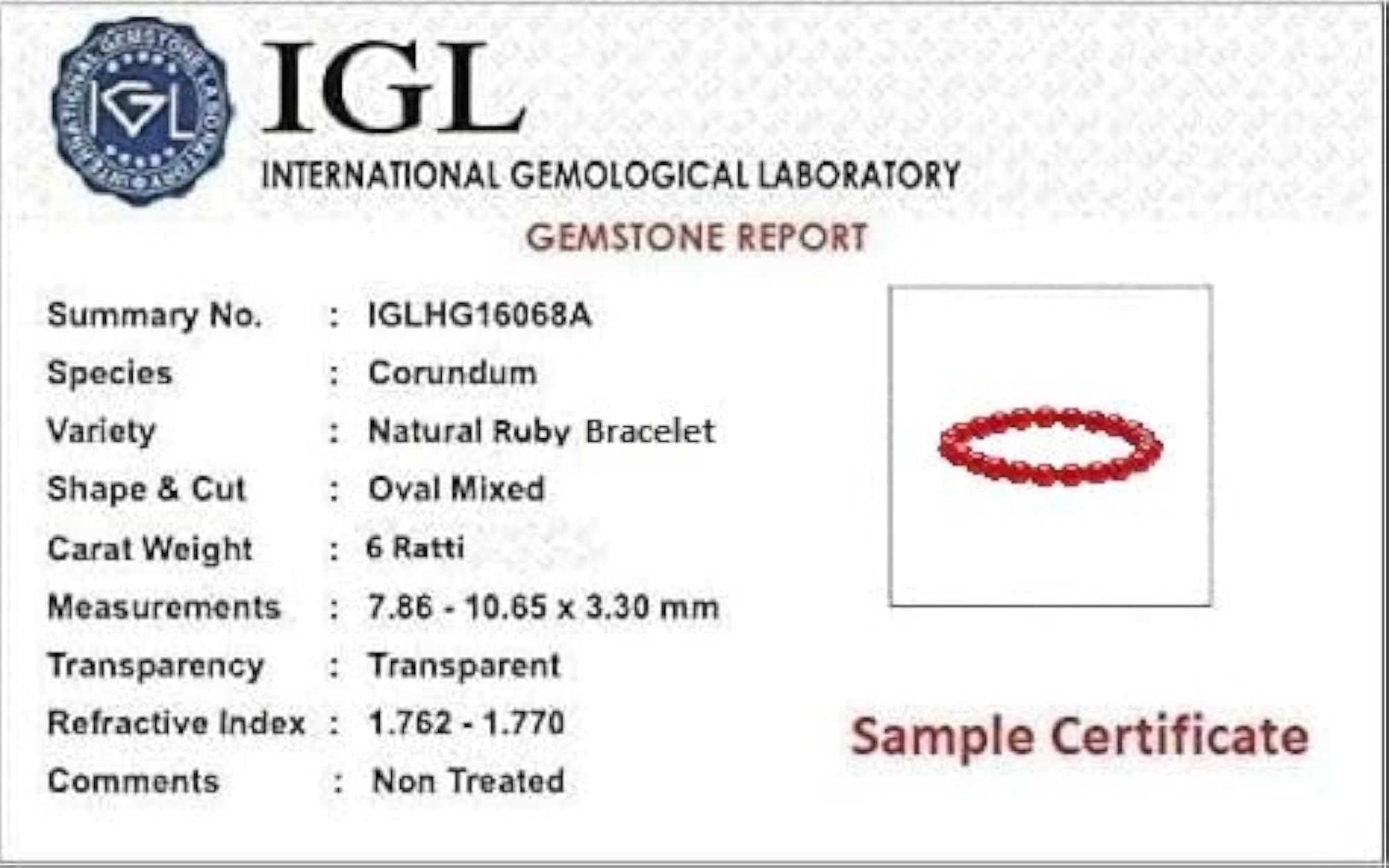 Excellent Ruby Stone Bracelets, IGL Certified Gift