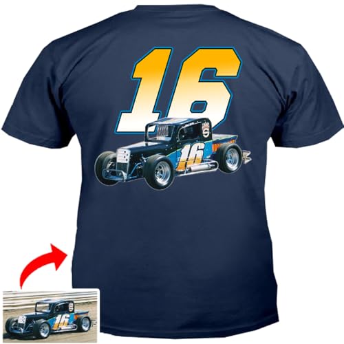Sprint Car Dirt Track Racing Personalized Photo & Number T-Shirt For Racers, Late Model, Midget Car, Street Stock Modified Car, Funny Racer, Custom Racing Team Gift (on the back) (BK311)4