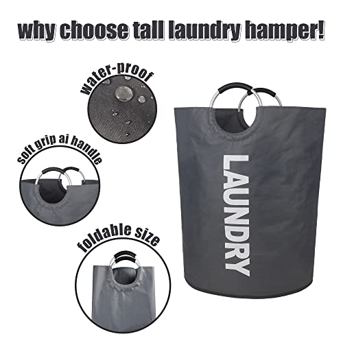 Twira 160L Xx-Large Laundry Baskets, Laundry Hamper Stands Up Well, Laundry Bag With Padded Handles, Waterproof Laundry Basket Collapsible, Clothes Hamper For Bathroom, Laundry, College (Dark Grey) #TOP3