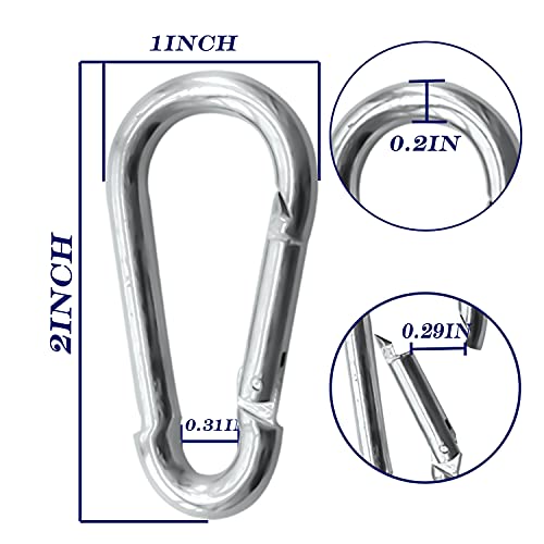 100Pack Spring Snap Hooks Carabiner, M5 3/16" Carabiner Clips Keychain Small 2" Chain Quick Links Spring Safety Hook Connector For Dog Leash Backpack Hiking Fishing Bag Diy Accessories #TOP1