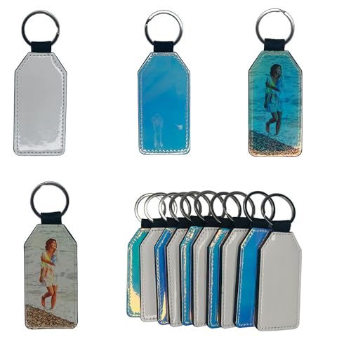 Yongkang 10 Pieces Sublimation Keychain (Blank leather + 7 Colors leather) Both Sides Can Be Sublimated DIY Craft (Bottle shape)