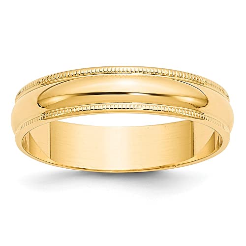 Men's Solid 10K Gold 5mm Classic Milgrain Wedding Band |Available Ring Sizes 8-14|10K Solid Yellow or White Gold Wedding Rings for Men